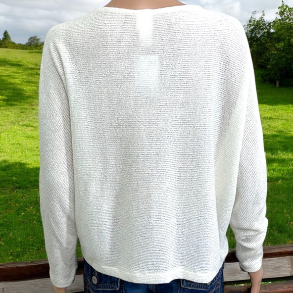 H&M White Relaxed-Fit Boat Neck Sweater Top with Long Dolman Sleeves - Picture 15 of 16